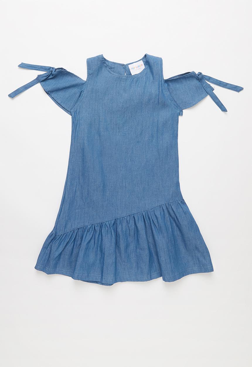 Pop Candy - Cold shoulder denim dress - blue