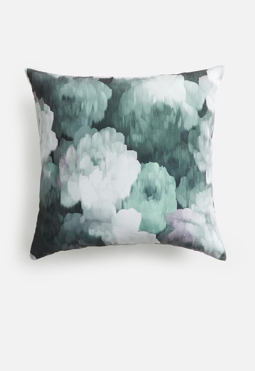 Grey Gardens - Velvet rose cushion cover - teal
