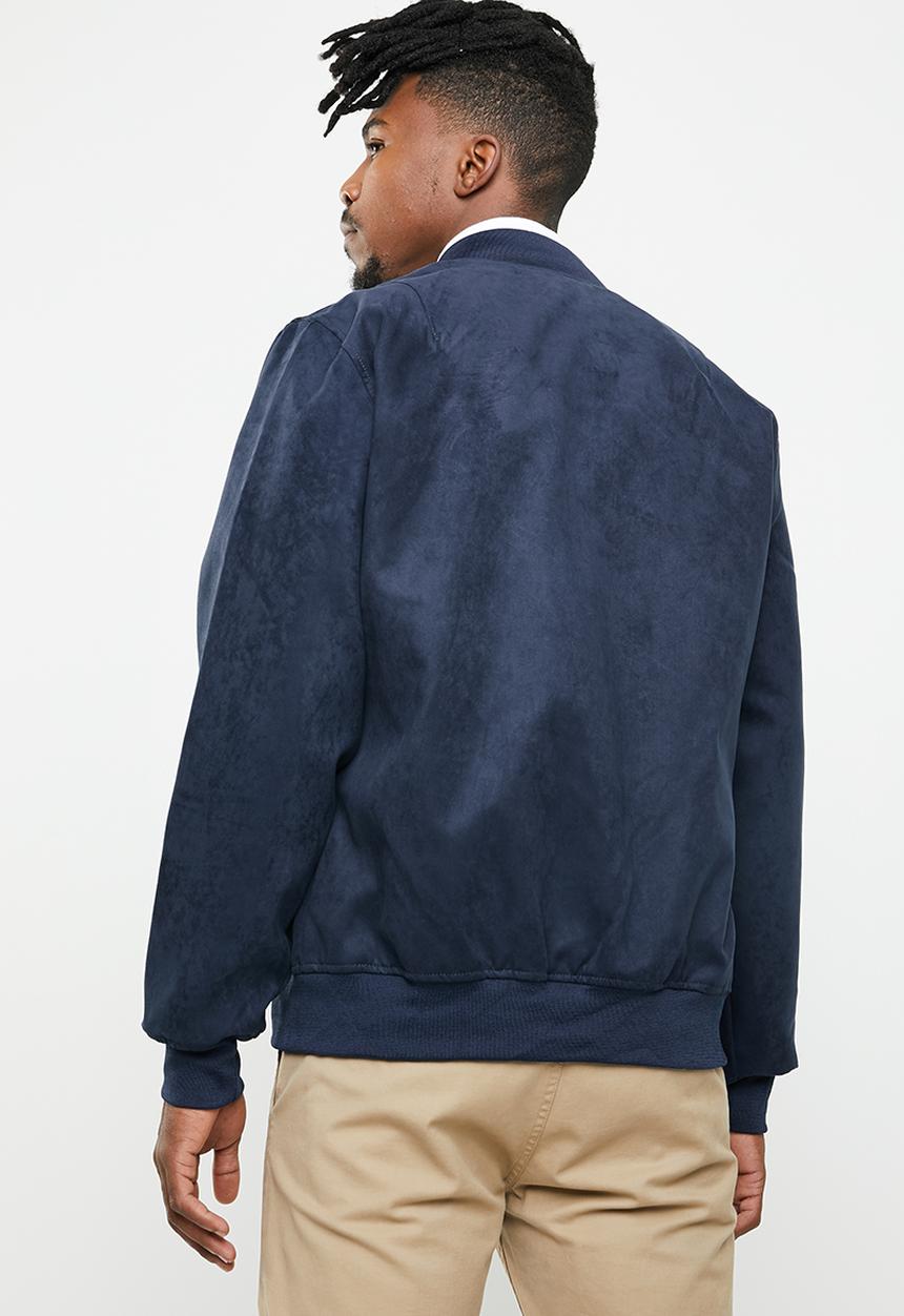 Only & Sons - Elijah faux suede bomber jacket - navy