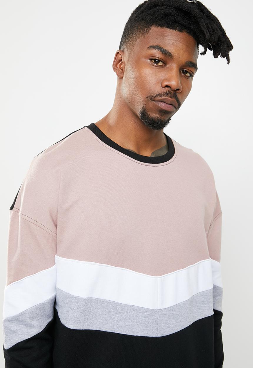 Superbalist - Cut & sew oversized colour blocked crew sweat - multi