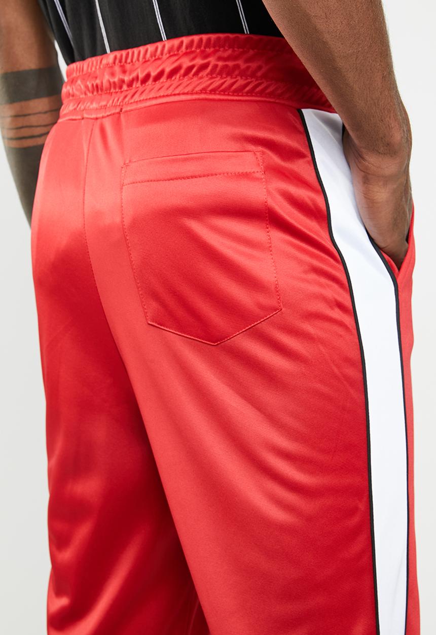 Superbalist - Cuffed side stripe tricot pant - red & white 