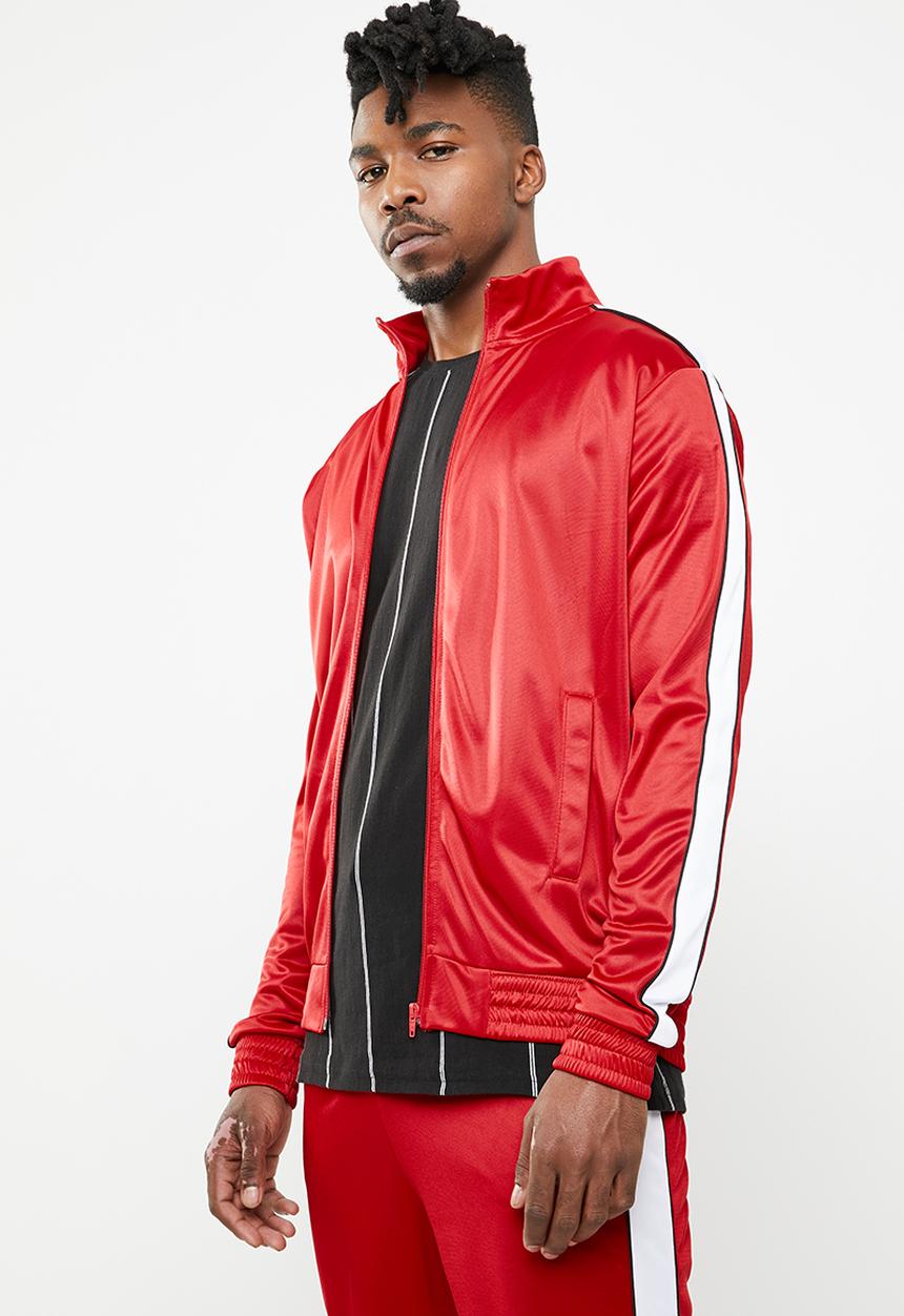 Superbalist - Stripe tricot track bomber - red & white 