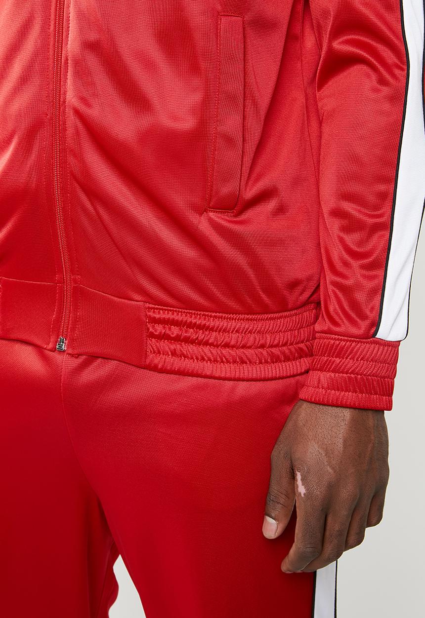 Superbalist - Stripe tricot track bomber - red & white 