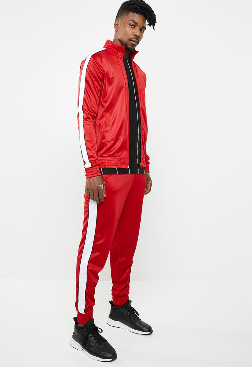 Superbalist - Stripe tricot track bomber - red & white 