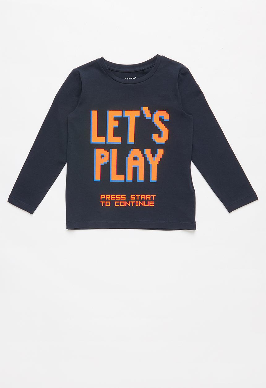 Name It - Baskate you win print top - navy