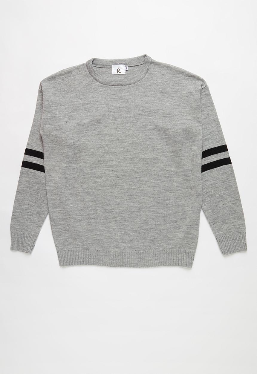 Rebel Republic - Teens pullover with striped sleeves - grey & black