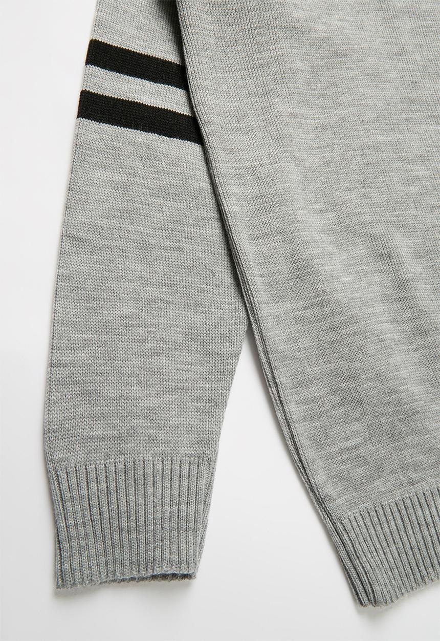 Rebel Republic - Teens pullover with striped sleeves - grey & black