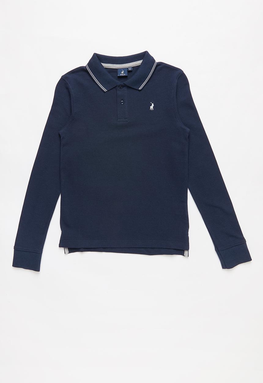 POLO - Boys robert contrasted long sleeve golfer - navy