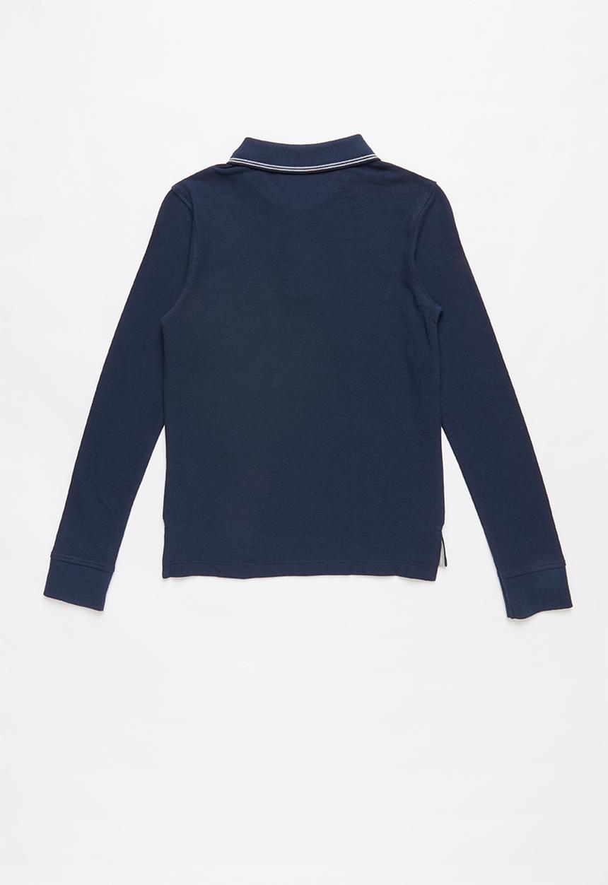 POLO - Boys robert contrasted long sleeve golfer - navy