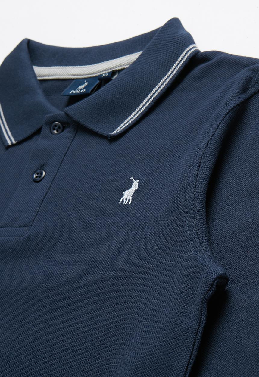 POLO - Boys robert contrasted long sleeve golfer - navy