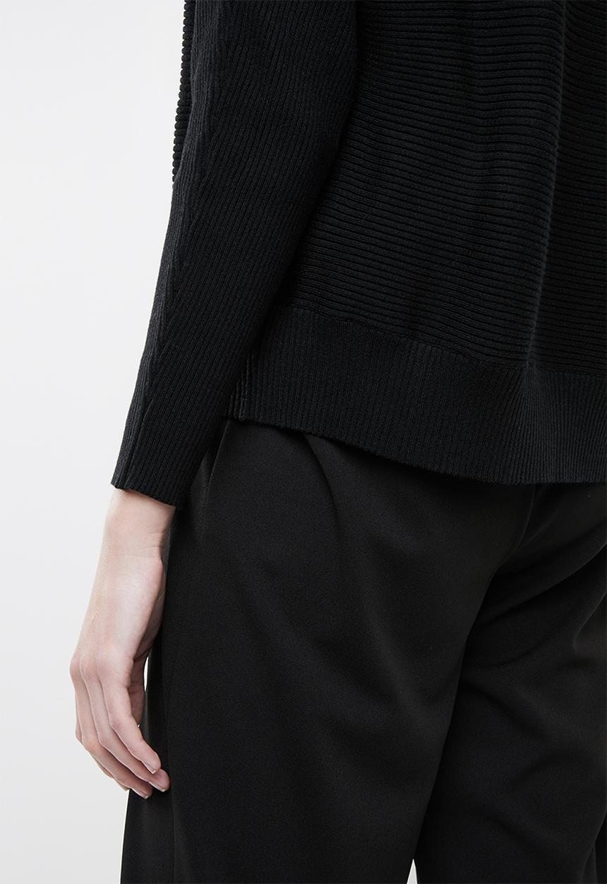 MANGO - Ribbed knitted sweater - black