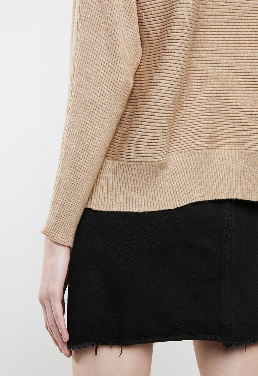MANGO - Ribbed knitted sweater - brown