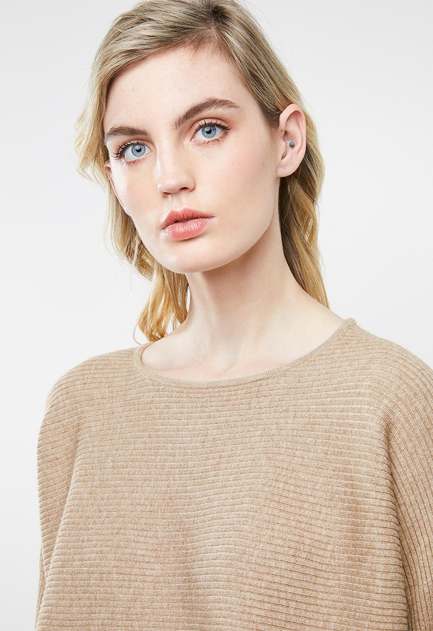 MANGO - Ribbed knitted sweater - brown