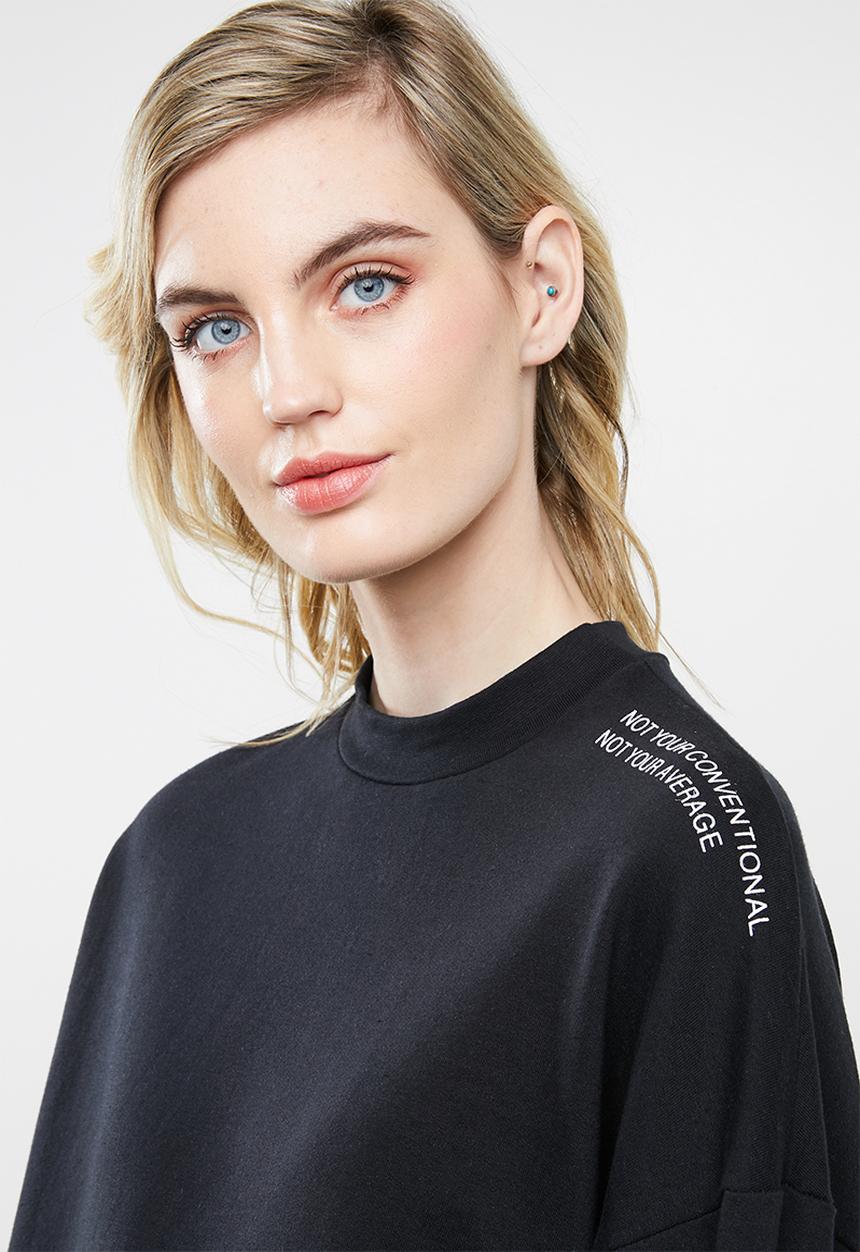 Superbalist - Oversized slogan sweat - black
