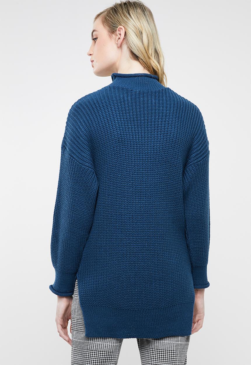 Superbalist - Funnel neck knit with slide slits - blue
