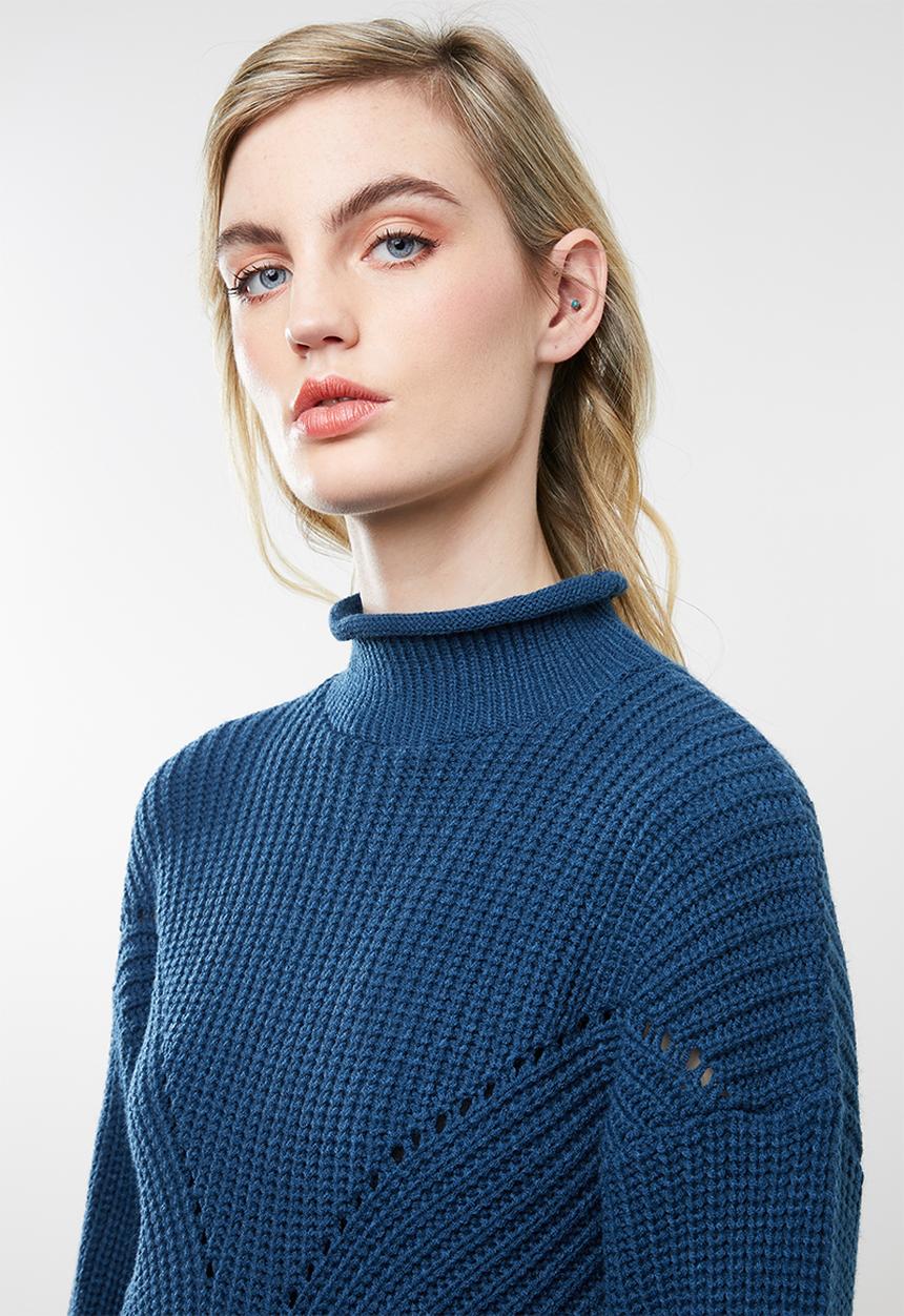 Superbalist - Funnel neck knit with slide slits - blue