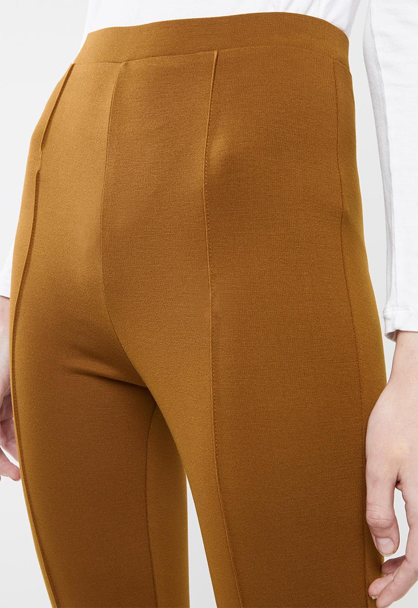 Superbalist - Premium stretch mid rise tregging with seam detail - brown 