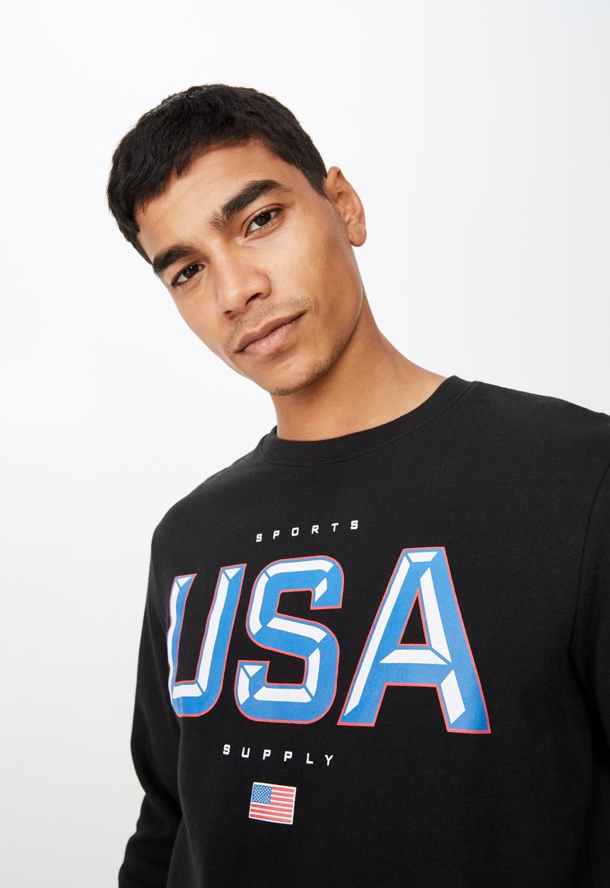 Cotton On - Crew fleece  sweater - black
