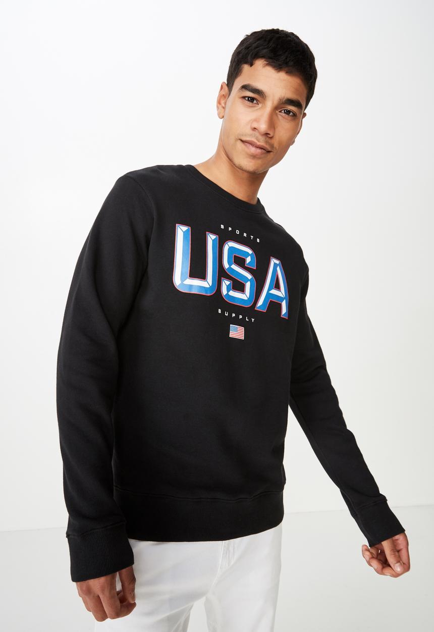 Cotton On - Crew fleece  sweater - black