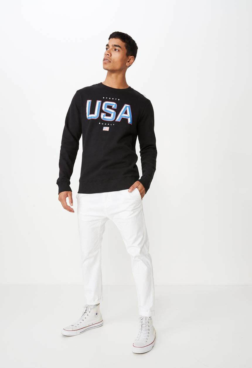 Cotton On - Crew fleece  sweater - black