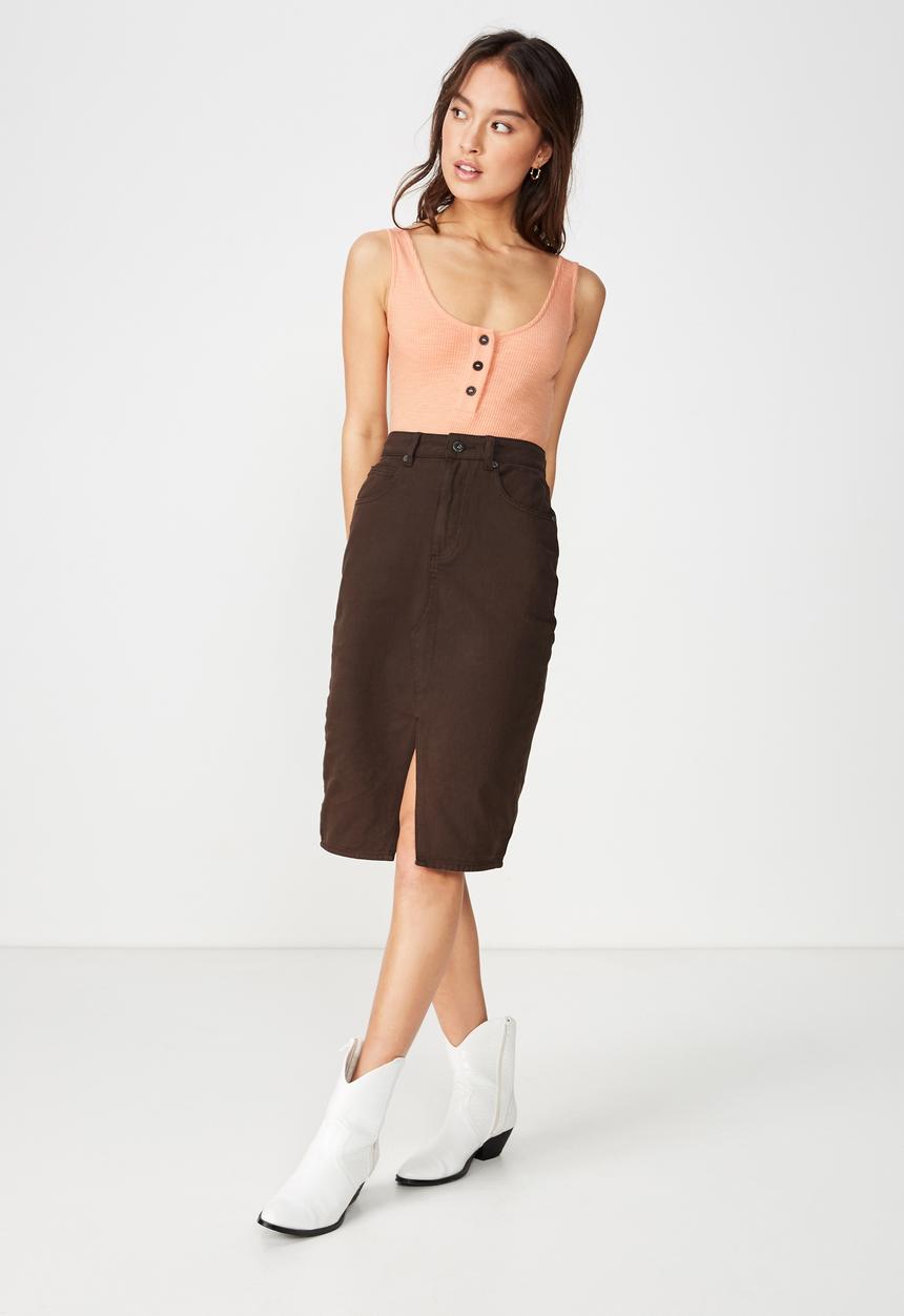 Cotton On - Sasha placket detail ribbed bodysuit - pink