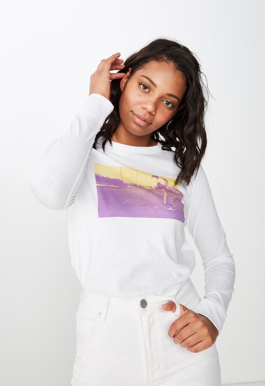 Cotton On - Classic photo long sleeve tee - white