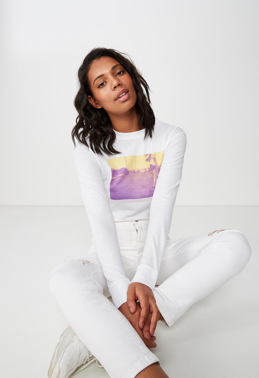Cotton On - Classic photo long sleeve tee - white