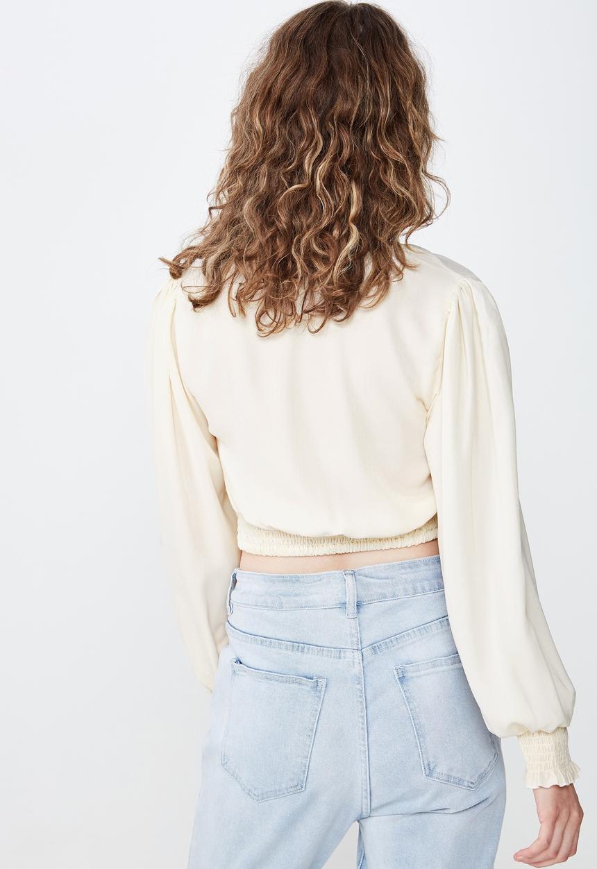 Cotton On - Georgie wrap blouse - cream