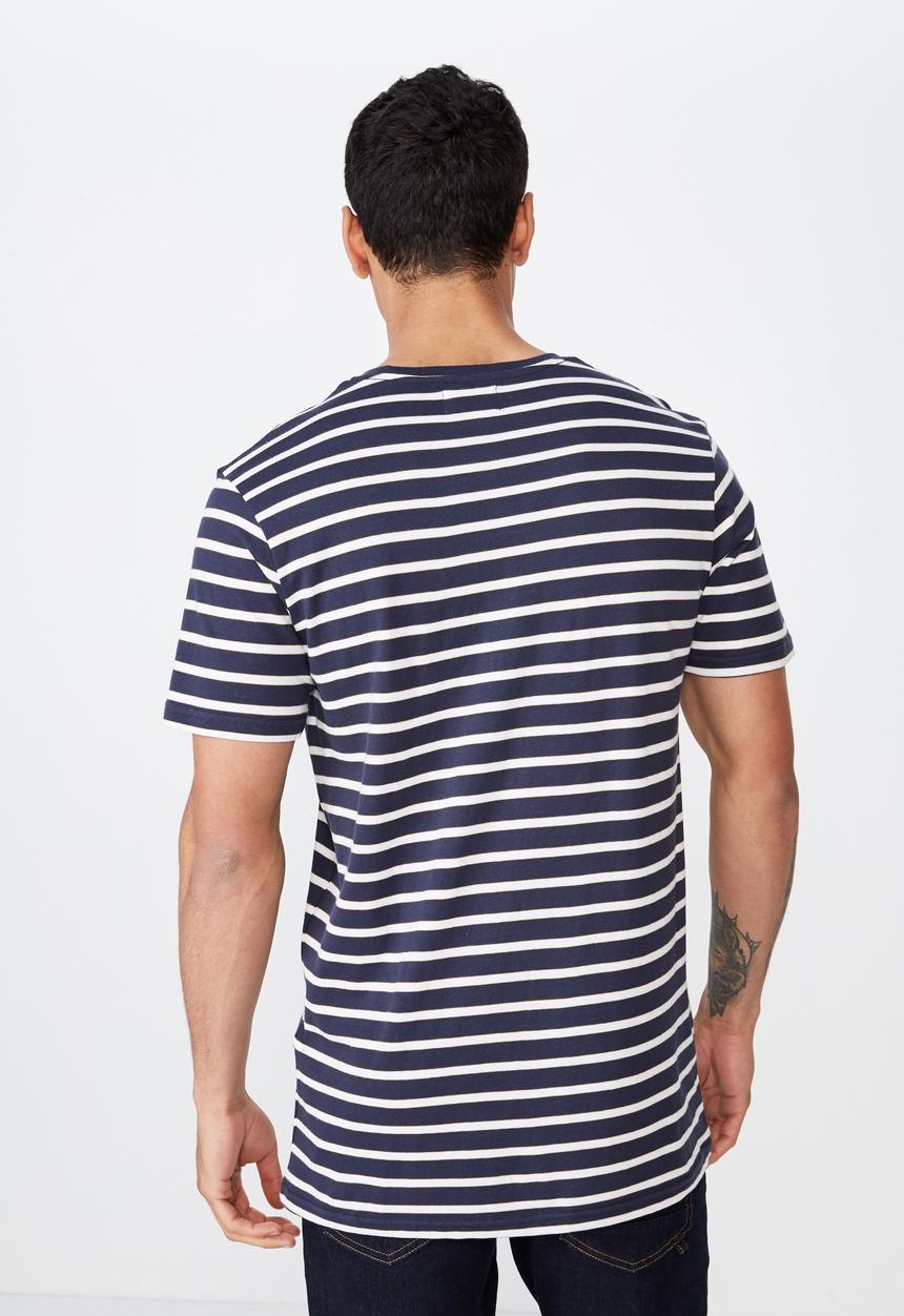 Cotton On - Tbar premium short sleeve tee - navy & white 