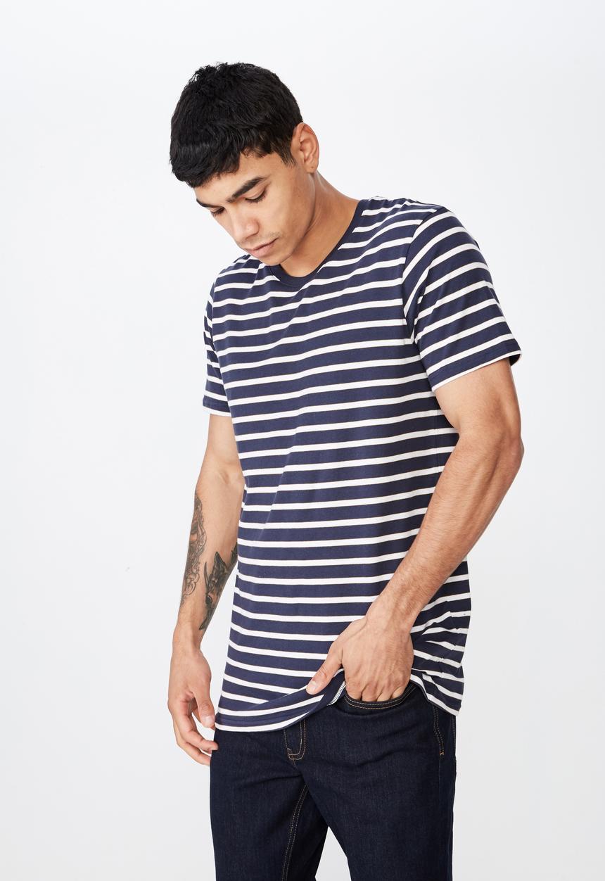 Cotton On - Tbar premium short sleeve tee - navy & white 