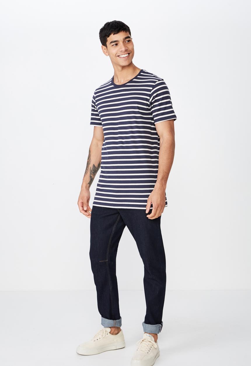 Cotton On - Tbar premium short sleeve tee - navy & white 