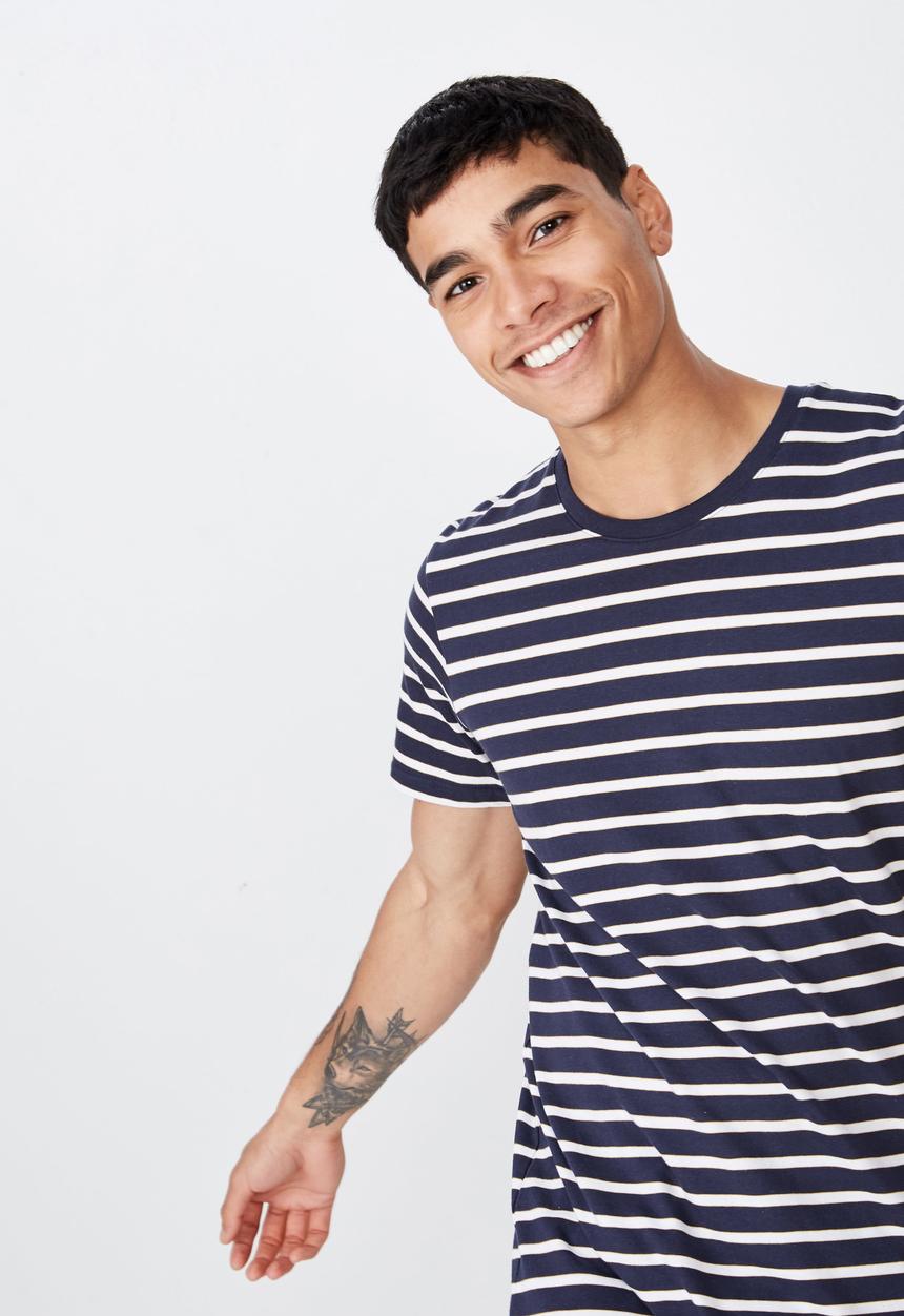 Cotton On - Tbar premium short sleeve tee - navy & white 