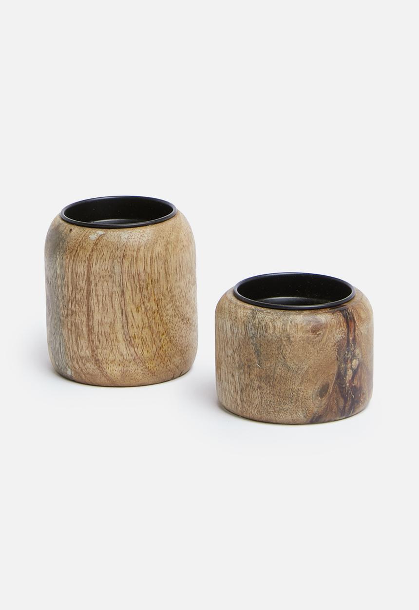 Sixth Floor - Aster candle holder set of 2 - brown