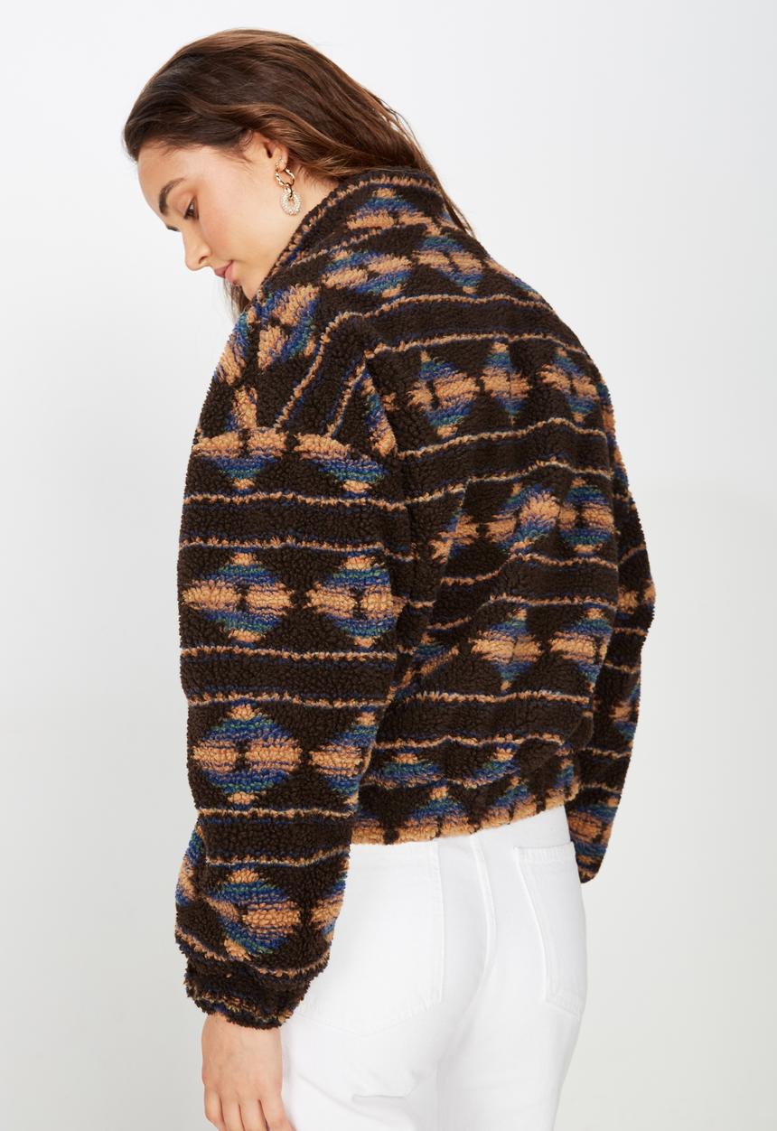 Cotton On - Aztec teddy batwing jacket - brown