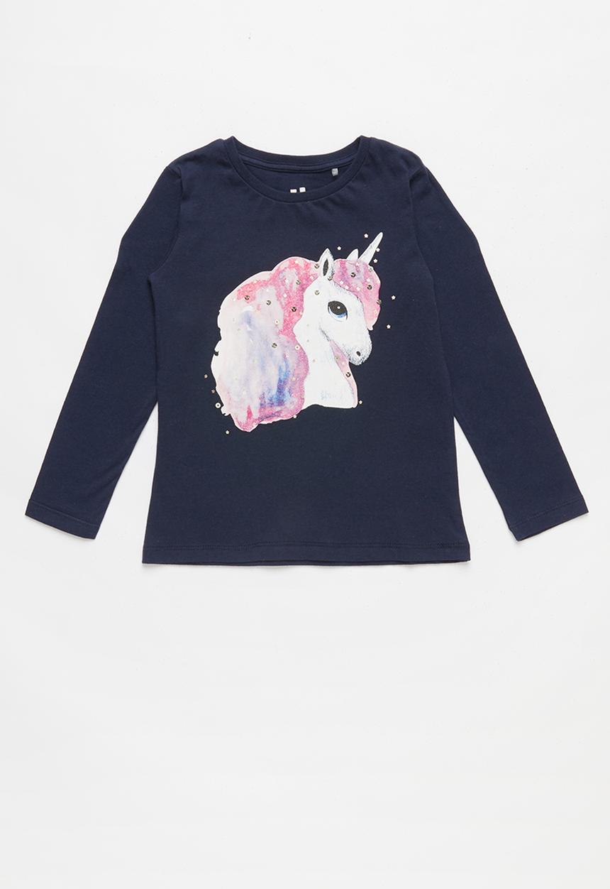 Cotton On - Long sleeve embellished tee - navy