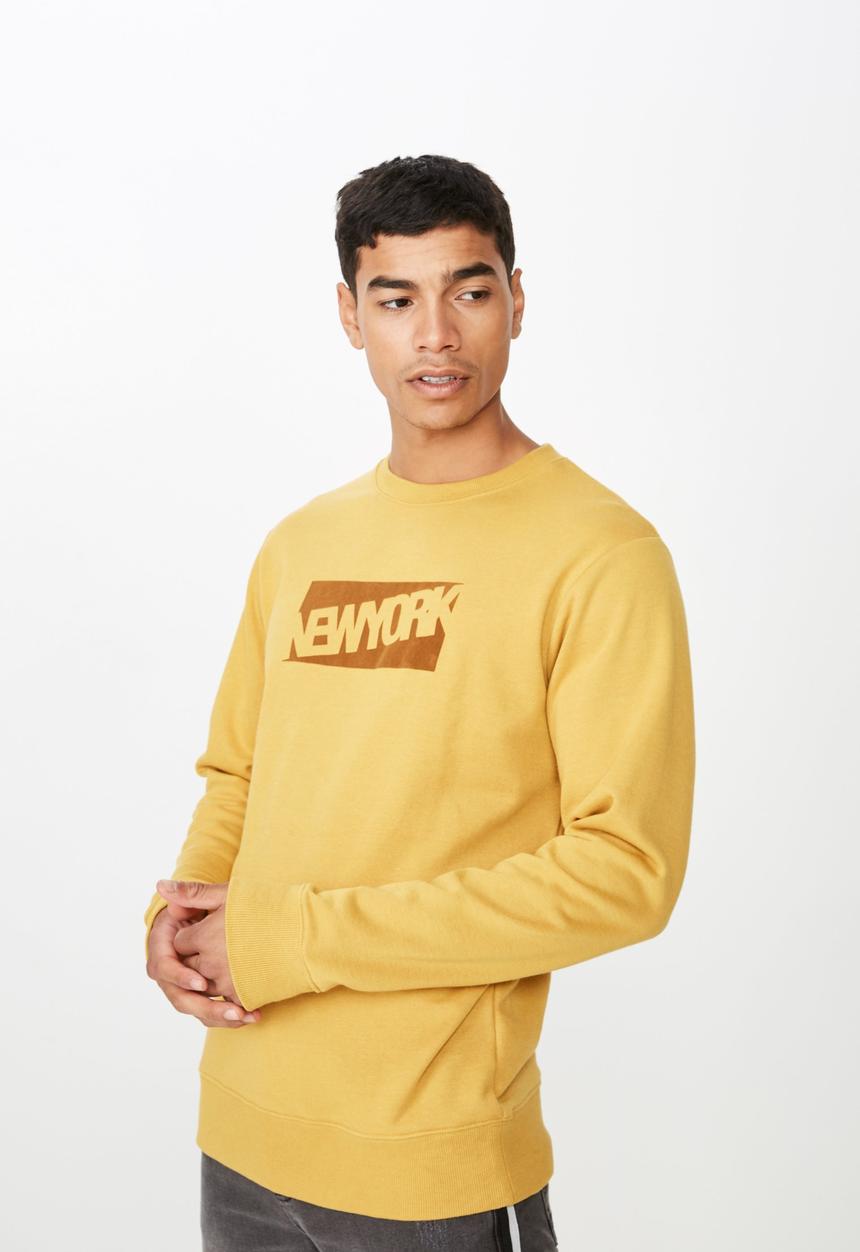 Cotton On - Crew fleece sweater - yellow
