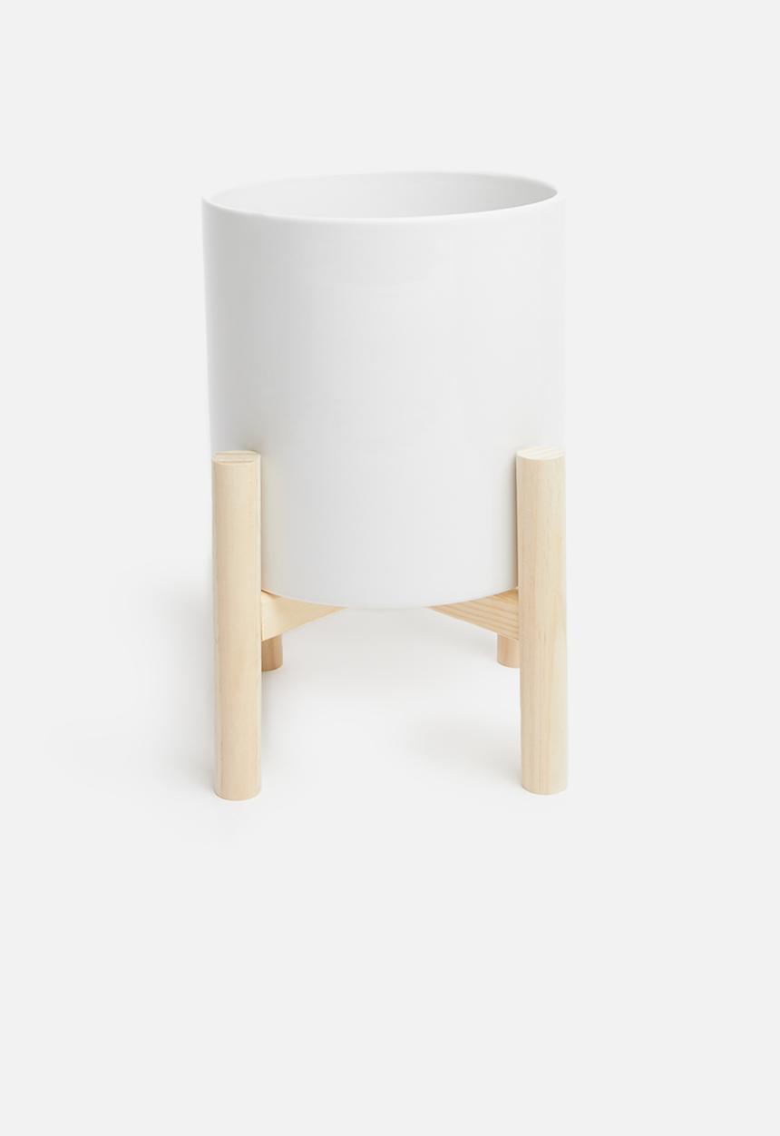 Present Time - Trestle ceramic plant pot - white