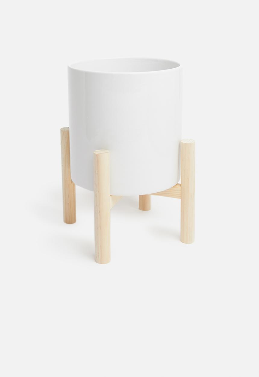 Present Time - Trestle ceramic plant pot - white