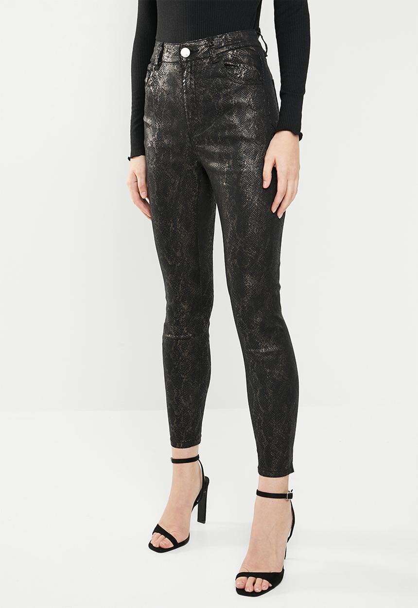 Cotton On - High rise grazer skinny jeans - black & bronze