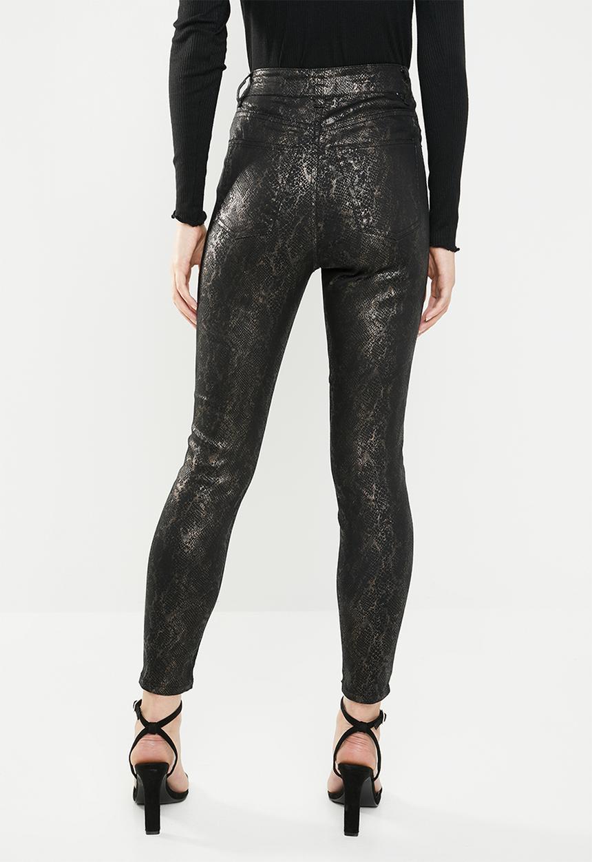 Cotton On - High rise grazer skinny jeans - black & bronze