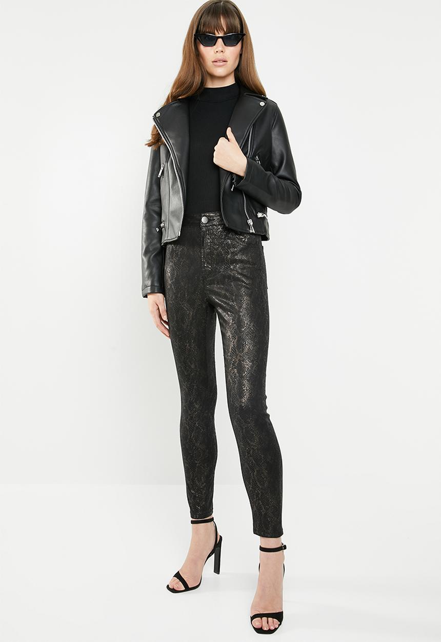 Cotton On - High rise grazer skinny jeans - black & bronze