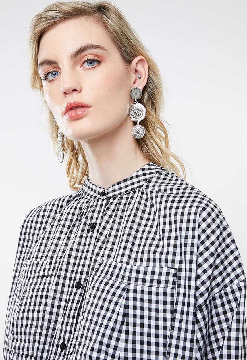 Superbalist - Kitty tie longer length shirt - black & white 