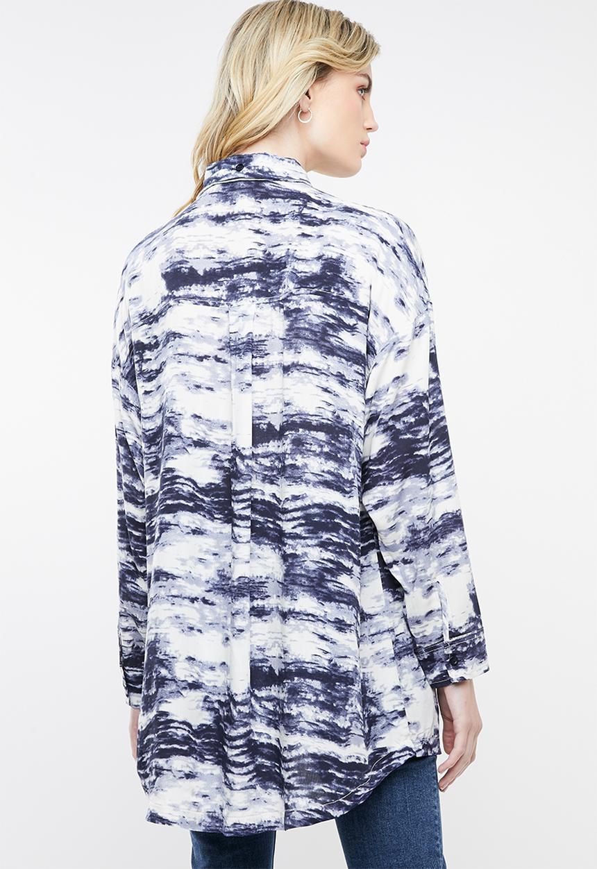 Superbalist - Kitty tie longer length shirt - blue & white
