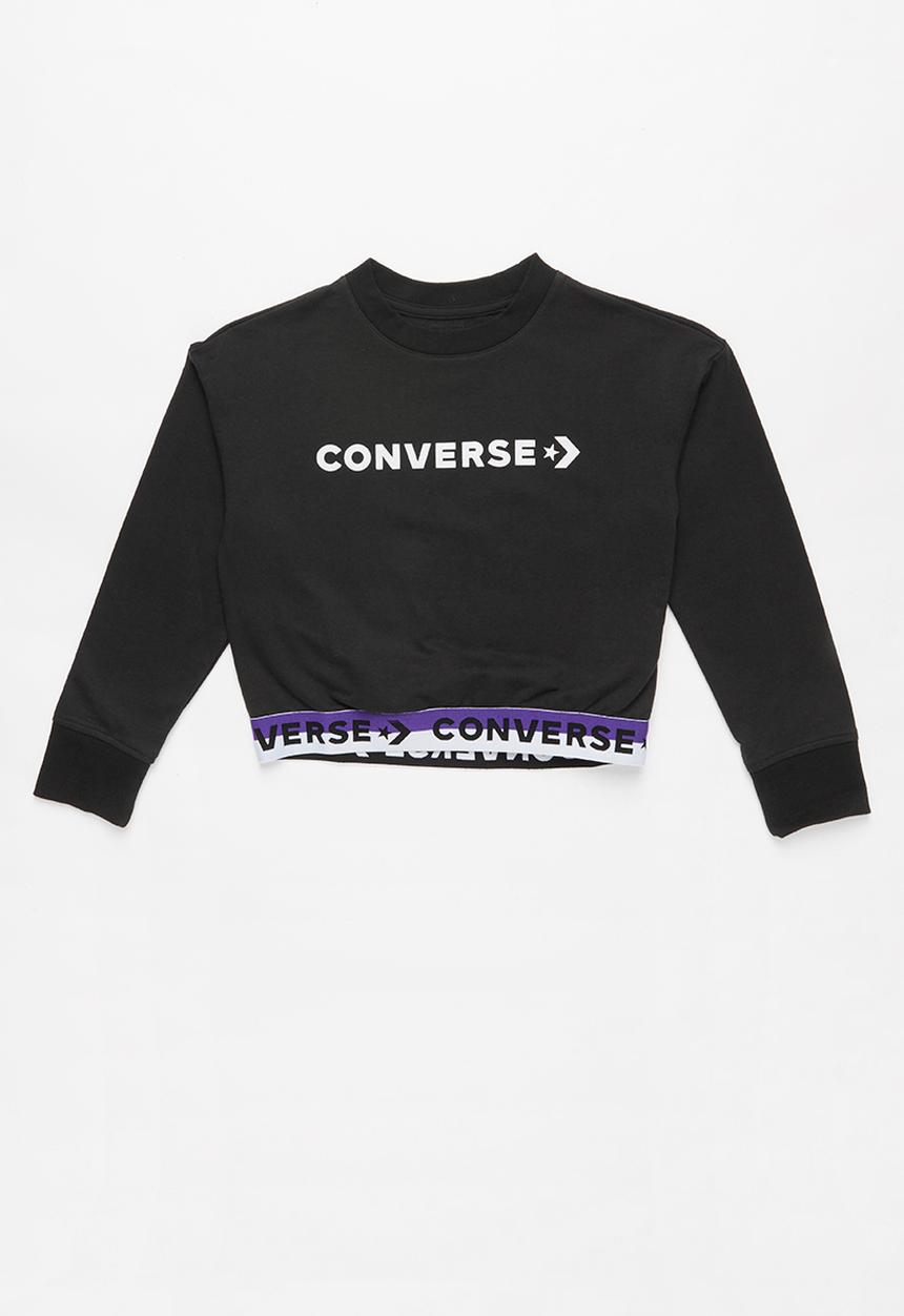 Converse - Converse wordmark cropped po crew - black