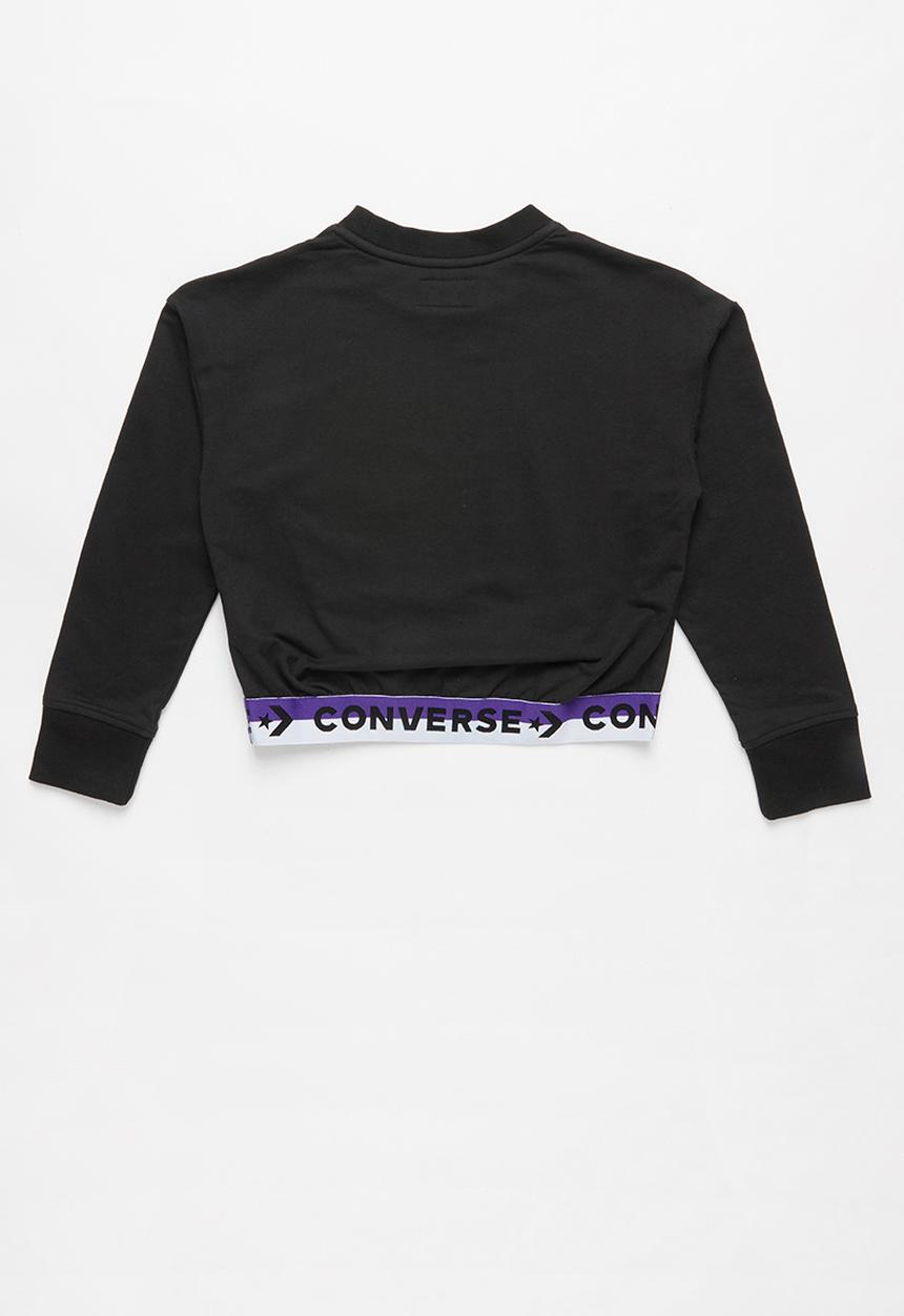 Converse - Converse wordmark cropped po crew - black