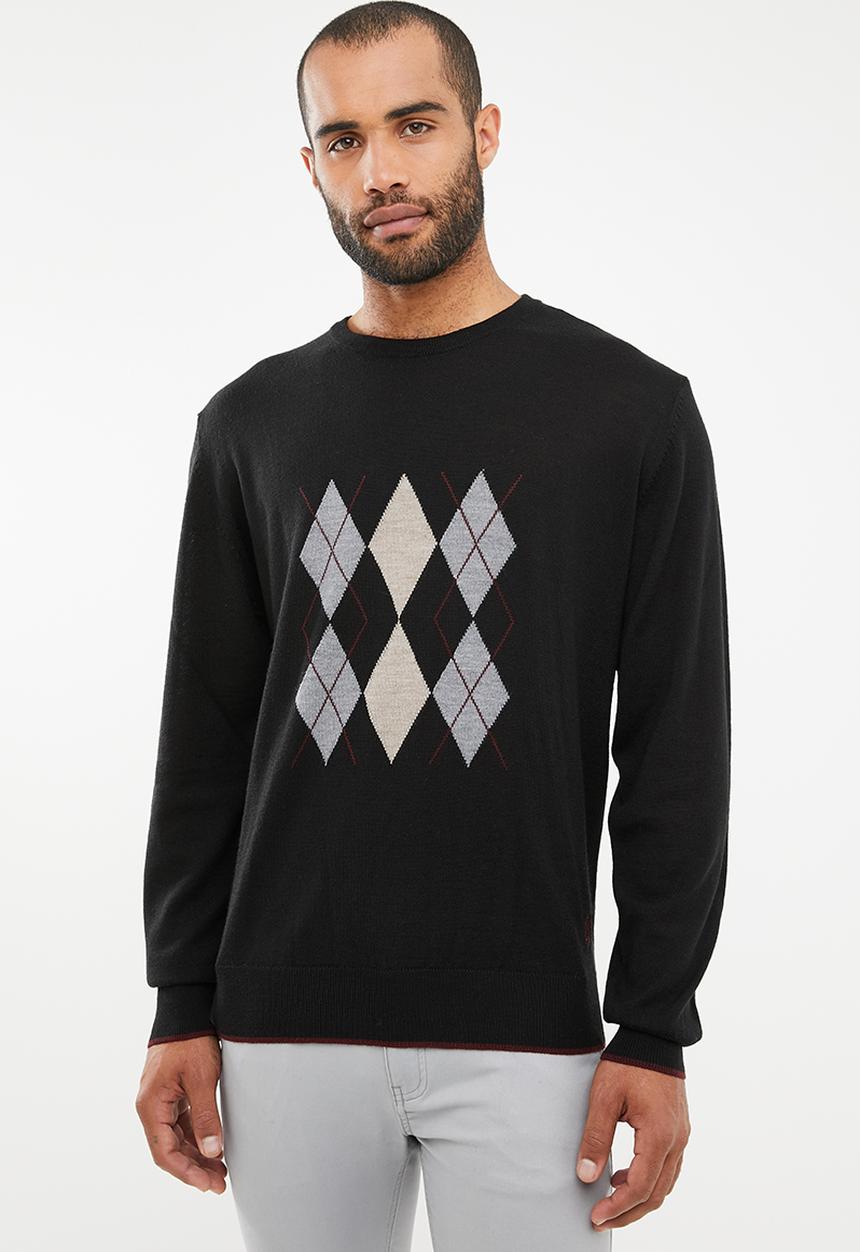 Pringle of Scotland - Archie tailored fit argyle knit - black