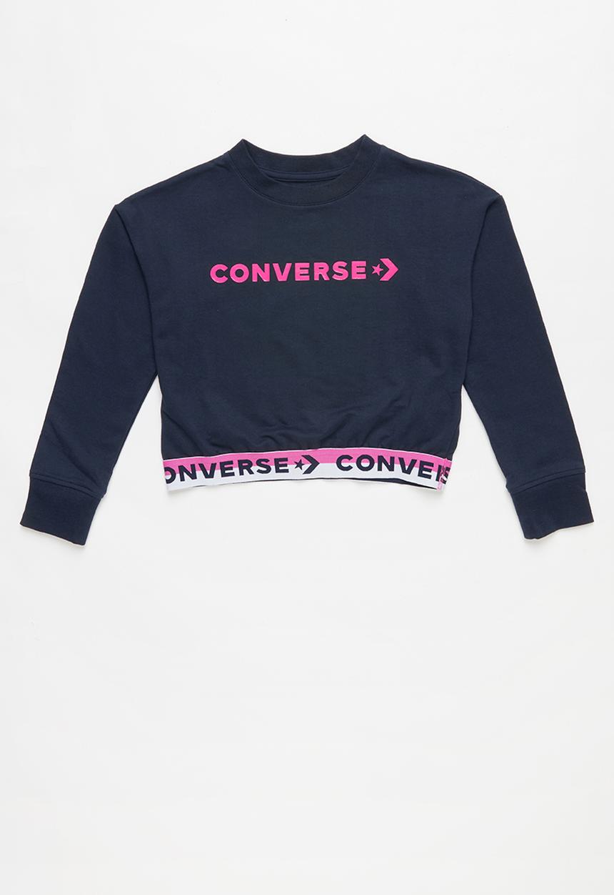 Converse - Converse wordmark cropped crew - navy