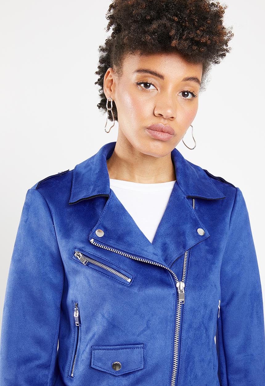 ONLY - Sherry bonded biker jacket - blue