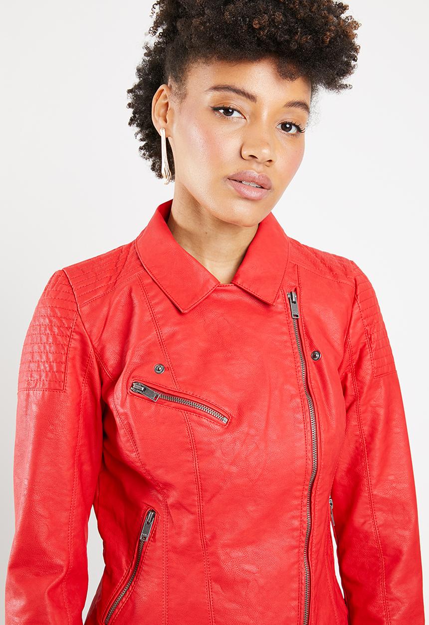 ONLY - Flora biker jacket - red