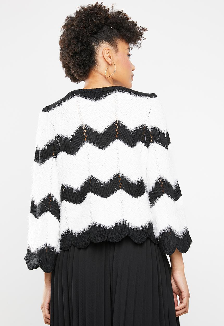 ONLY - Hania 7/8 pullover knit - black & white